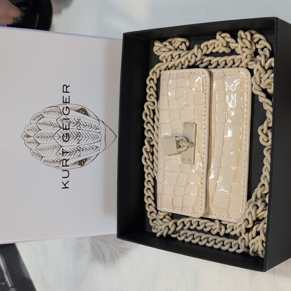 Kurt Geiger Micro Braxton Croc Embossed Shoulder/Crossbody Purse - Cream - Picture 9 of 9